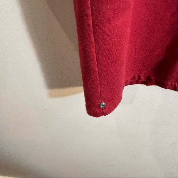 NEON BUDDHA Sz L Jacket Red Button-Up Funnel Neck Pockets Long Sleeve Lagenlook - Picture 8 of 9